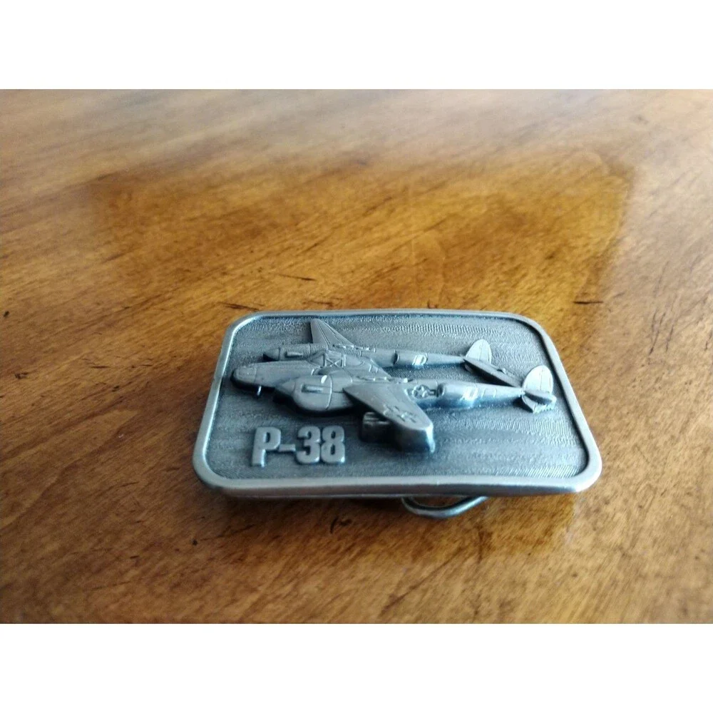 Vtg 1981 P-38 Lockheed Lightning WW2 Fight Plane The Belt Buckle Connection Belt